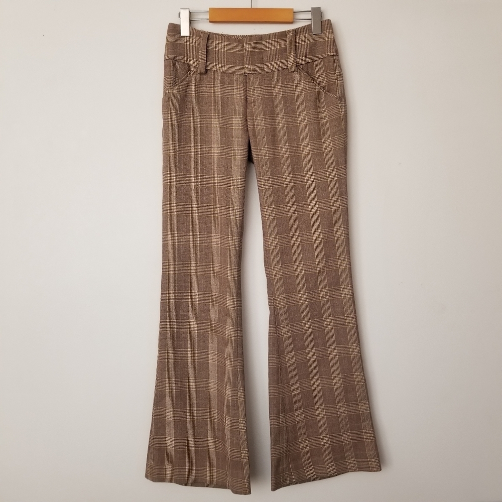 ALICE + OLIVIA Y2K Low Rise Plaid Flared Trouser Size 0